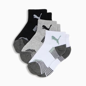 Calcetines deportivos tres cuartos [3 pares] para niños grandes, WHITE / GREEN, extralarge
